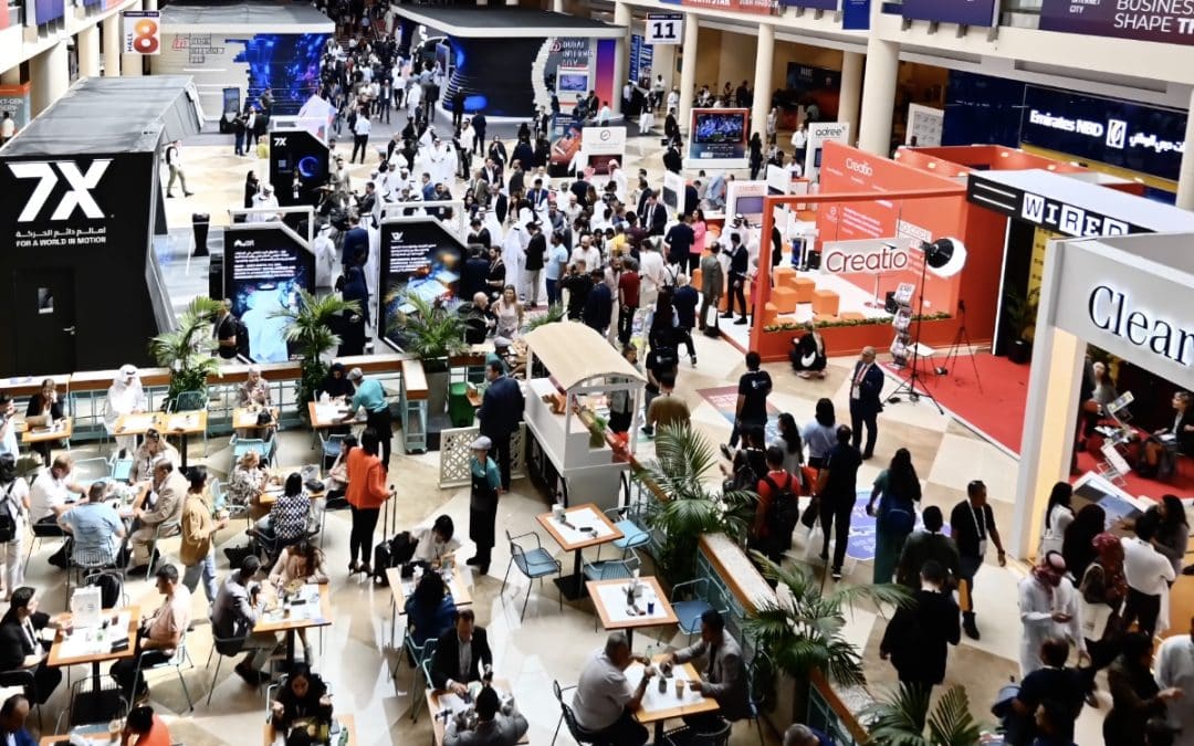 Busy exhibition hall