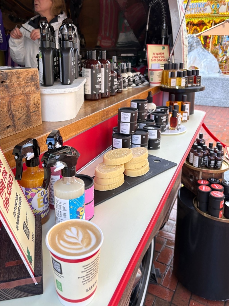 mobile barista product launch set up for LUSH with coffee and product samples