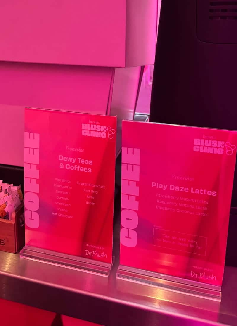 Mobile coffee bar with custom menu at product launch