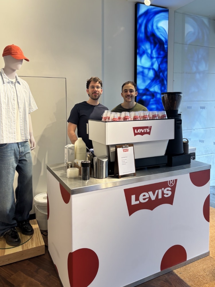 Branded coffee machine and bar and baristas