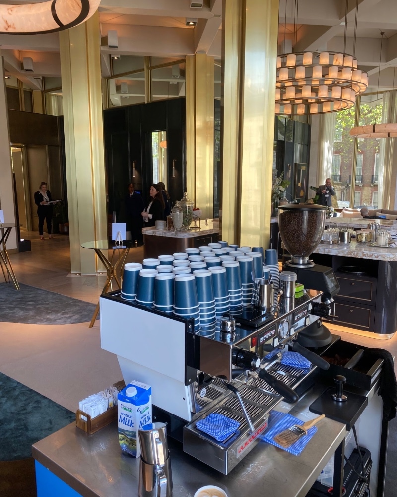 mobile coffee caterers set up at a conference venue